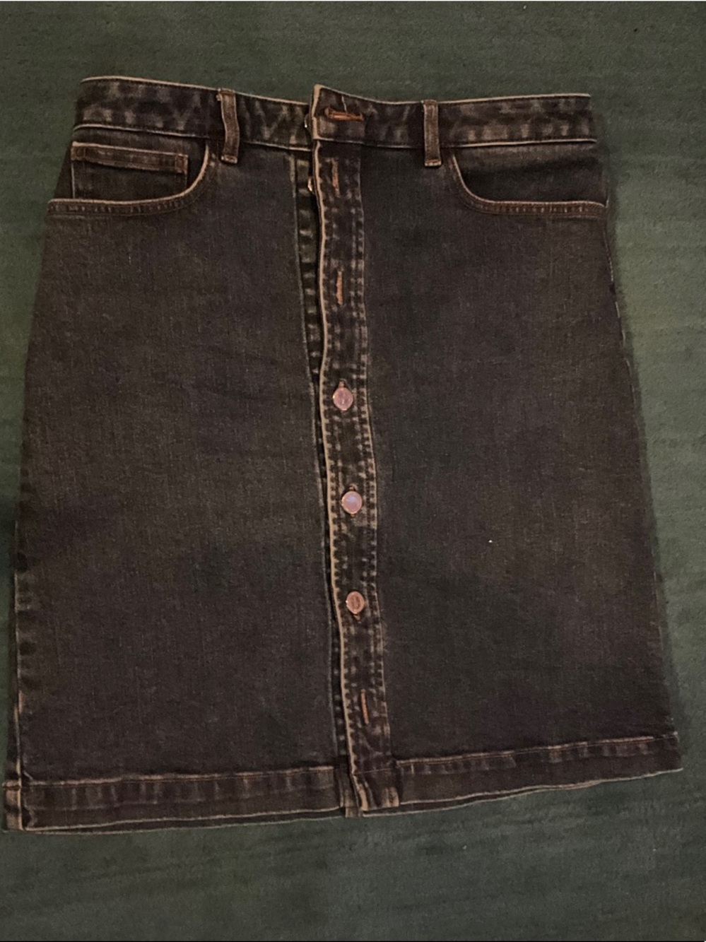 A.P.C. Dark Blue Button-Front Denim Mini Skirt